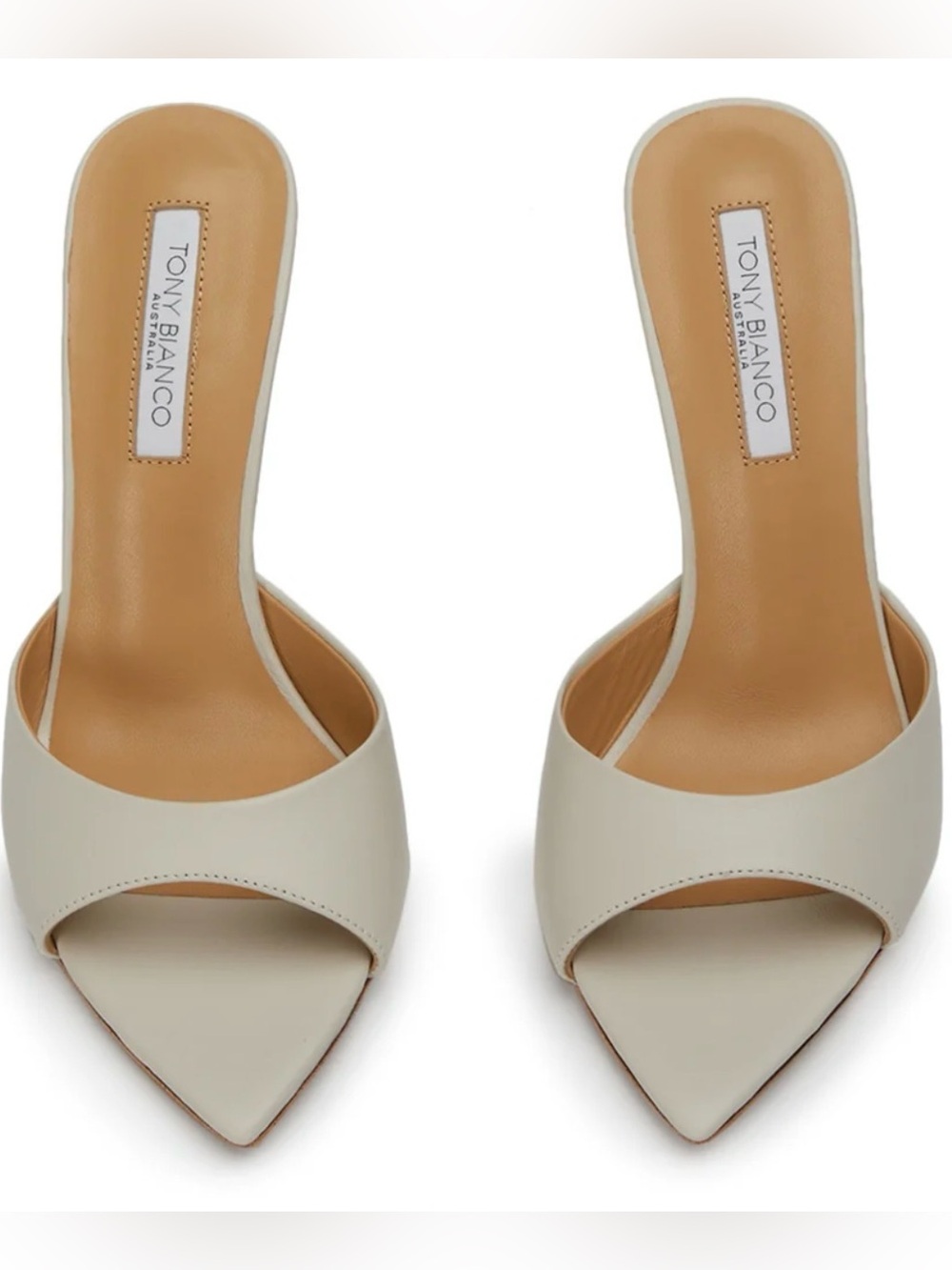 Tony Bianco White/Cream Open-Toe Stiletto Mule Heels - Size 5.5